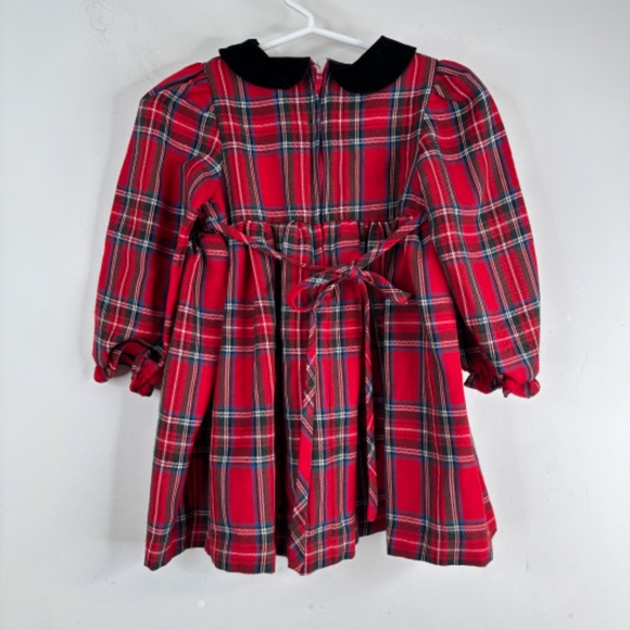 Good Lad Christmas Dress 24M Red Plaid Smocked Scotty Dogs Embroidery Peter Pan - Picture 4 of 9